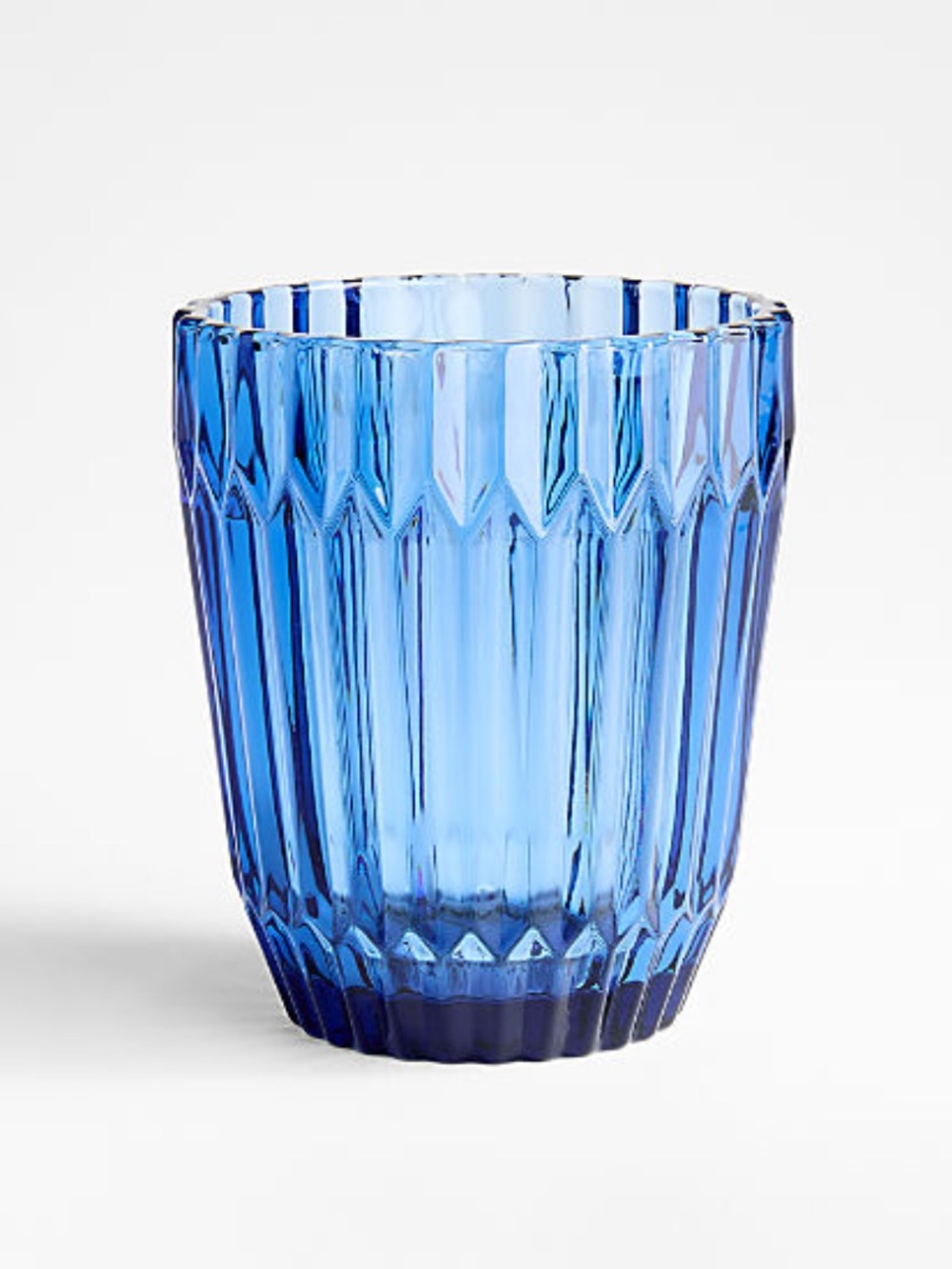 New! Crate&Barrel Blue Faceted Double Old-Fashioned Glass Set of 4